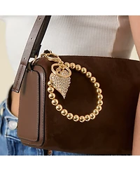 Jessica Simpson Heart Charm Stretch Keychain Bracelet in Gold-Tone