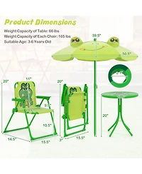 Gymax Toddler Picnic Table & Chair Set w/ 2 Folding Chairs & Height Adjustable Umbrella