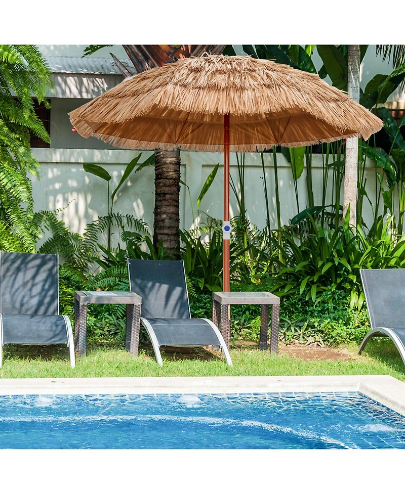 Mecale 6 Feet Thatched Patio Umbrella with Tilt Design and Carrying Bag