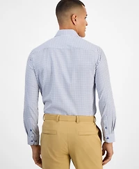 Tom Baine Men's Slim-Fit Performance Four-Way Stretch Mini Plaid Dress Shirt