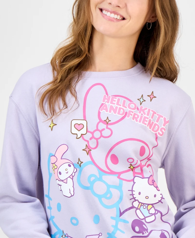 Love Tribe Juniors' Hello Kitty And Friends Cotton Crewneck Sweatshirt