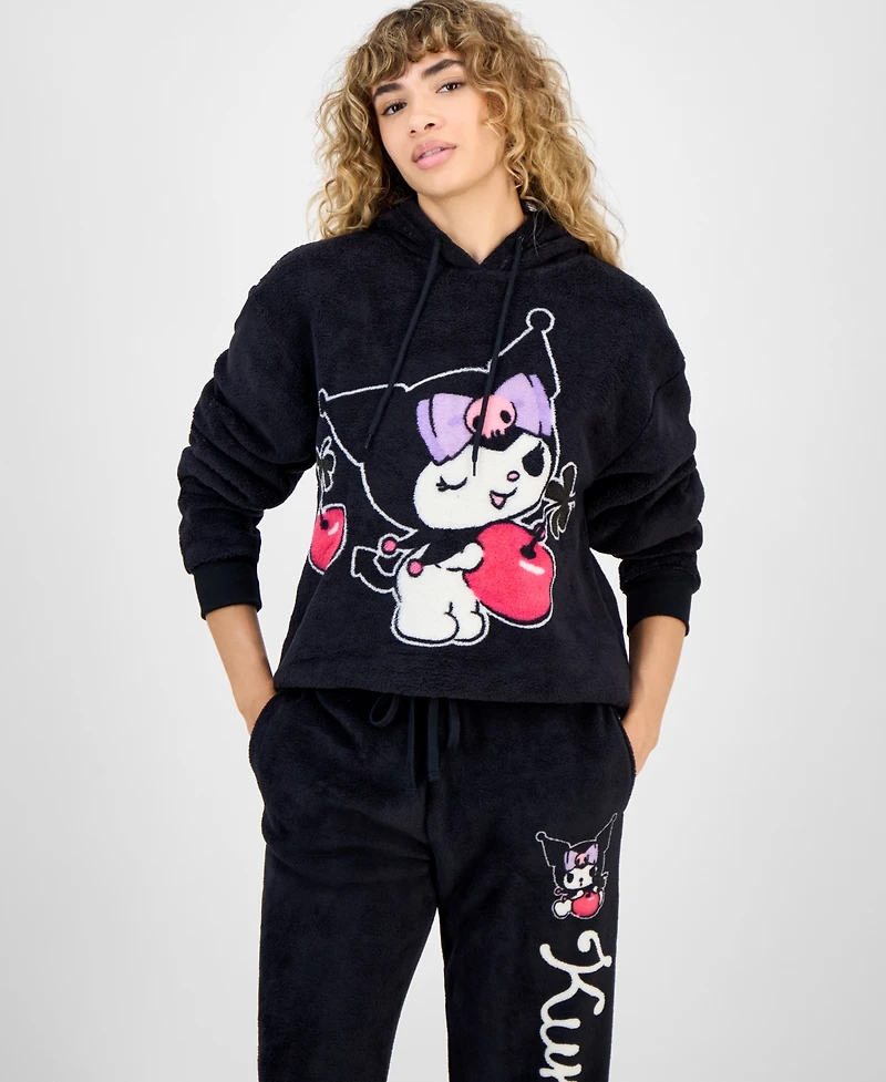 Hybrid Juniors' Kuromi Plush Pull-On Hoodie