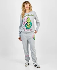 Love Tribe Juniors' The Grinch Wreath Crewneck Sweatshirt