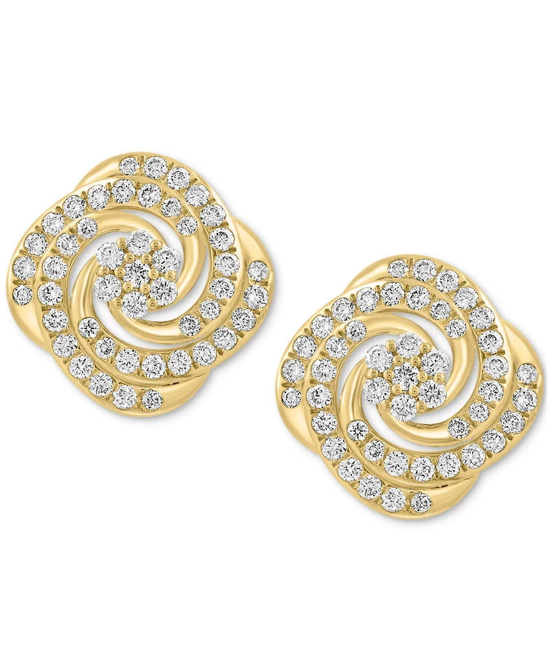 Effy Diamond Love Knot Stud Earrings (7/8 ct. t.w.) in 14k Gold