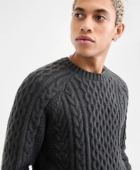 Sun + Stone Men's Long-Sleeve Cozy Cable-Knit Crewneck Sweater, Macy's Exclusive