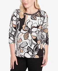 Alfred Dunner Petite Leaf Floral Top