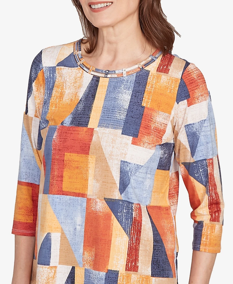 Alfred Dunner Petite Detailed Neckline Top