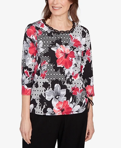 Alfred Dunner Petite Patchwork Floral Top