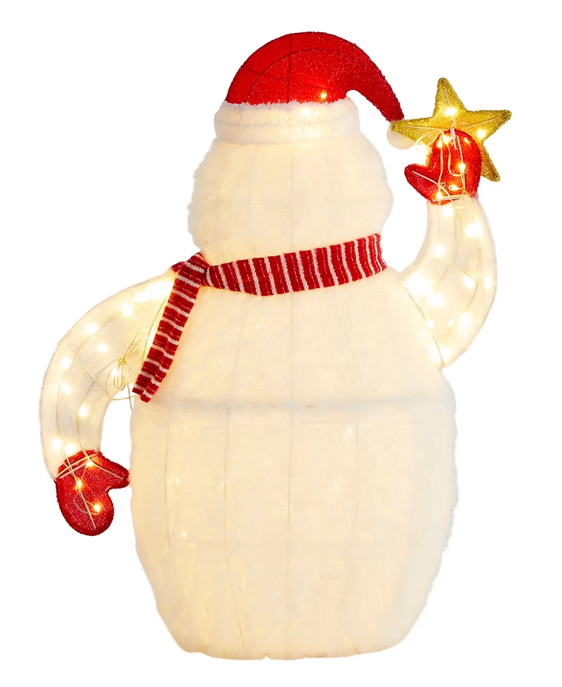 Glitzhome 42" Lighted Fabric Christmas 3D Yeti Outdoor Decor