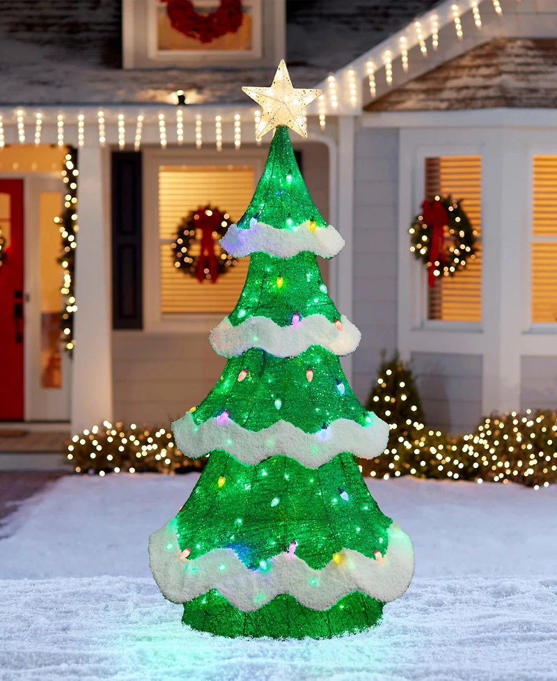 Glitzhome 74.5" Lighted Mesh 3D Christmas Tree