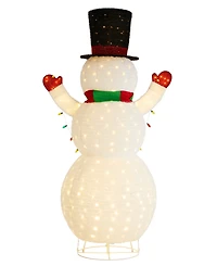 Glitzhome 94.5" Lighted Fabric Christmas 3D Foldable Snowman Outdoor Decor