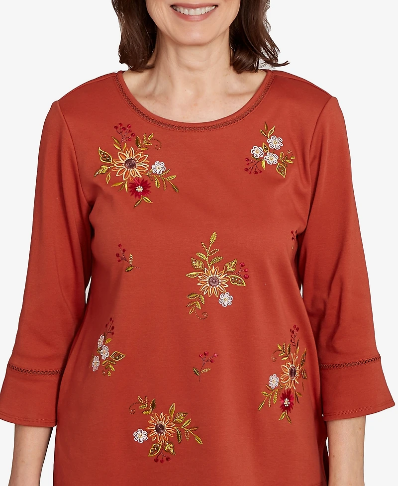 Alfred Dunner Petite Floral Flutter Top
