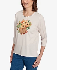 Alfred Dunner Petite Classic Harvest Basket Top