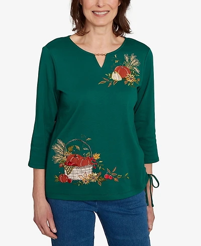 Alfred Dunner Petite Asymmetric Beaded Top