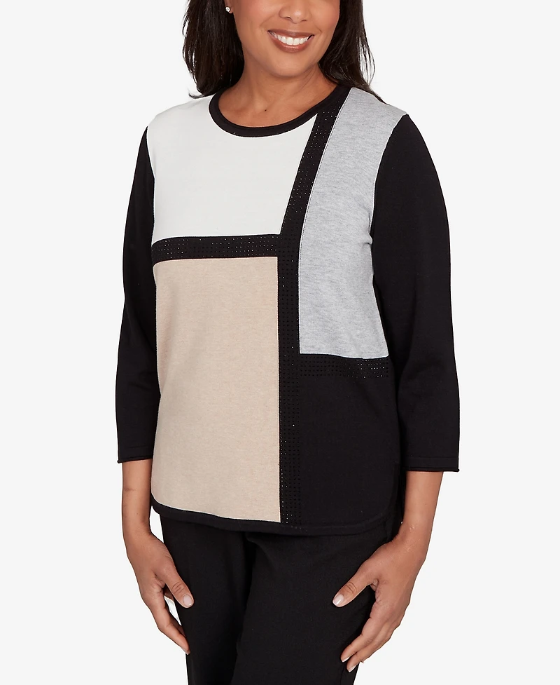 Alfred Dunner Petite Classic Long Sleeve Sweater