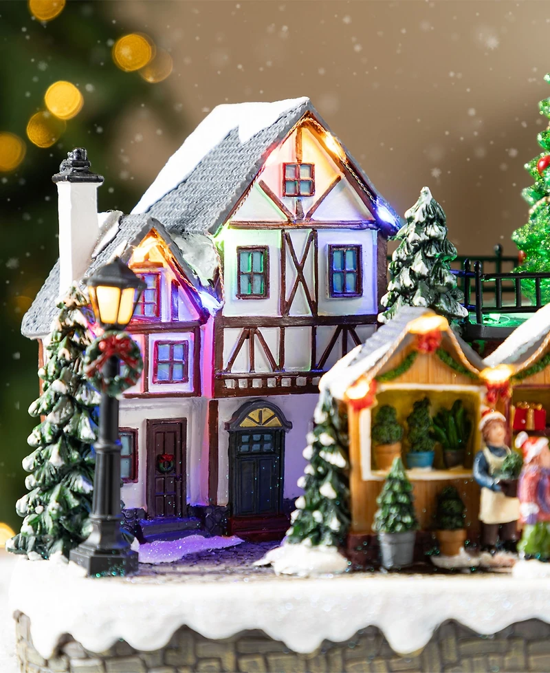 Glitzhome 15.25" Christmas Oversized Resin Lighted Village