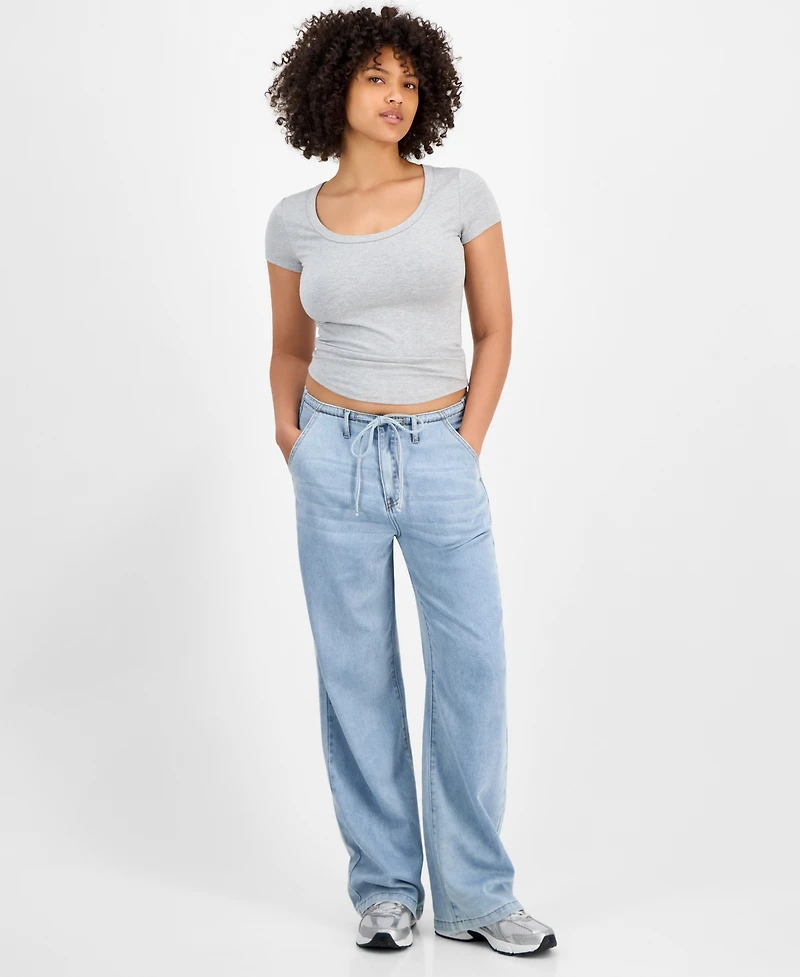 Indigo Rein Juniors' Wide-Leg Lightweight Jeans