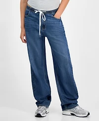 Indigo Rein Juniors' Cotton Wide-Leg Drawstring Jeans
