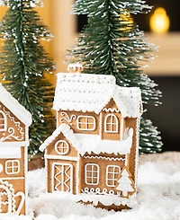 Glitzhome Resin Christmas Gingerbread House Figurine, Set of 3