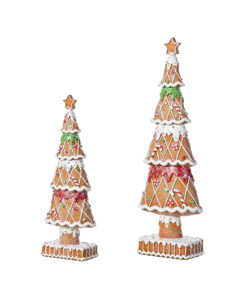 Glitzhome Resin Christmas Tree Figurine, Set of 2