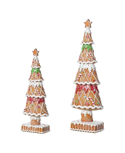 Glitzhome Resin Christmas Tree Figurine, Set of 2