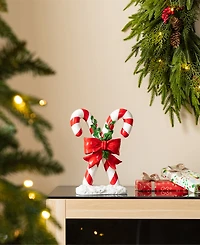 Glitzhome 10" Resin Christmas Candy Cane Figurine
