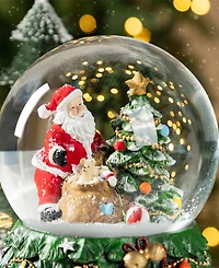 Glitzhome 150mm Lighted Resin Christmas Musical Snowflakes Santa Water Globe
