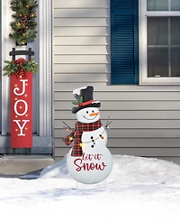 Glitzhome 36" Lighted Metal Christmas Let It Snow Snowman Yard Stake