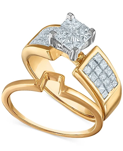 Diamond Princess Quad Bridal Set (1-1/10 ct. t.w.) in 14k Two-Tone Gold