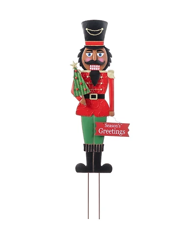 Glitzhome 36" Metal Christmas African Nutcracker Yard Stake