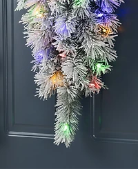 Glitzhome 3 ft Pre-Lit Snow Flocked Pine Christmas Teardrop