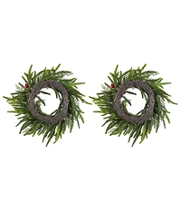 Glitzhome Polyethylene Christmas Mini Dripping Wreaths, Set of 2