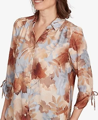 Alfred Dunner Petite Textured Leaf Top