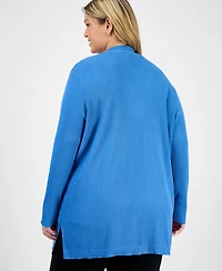 Jones New York Plus Open-Front Long-Sleeve Cardigan