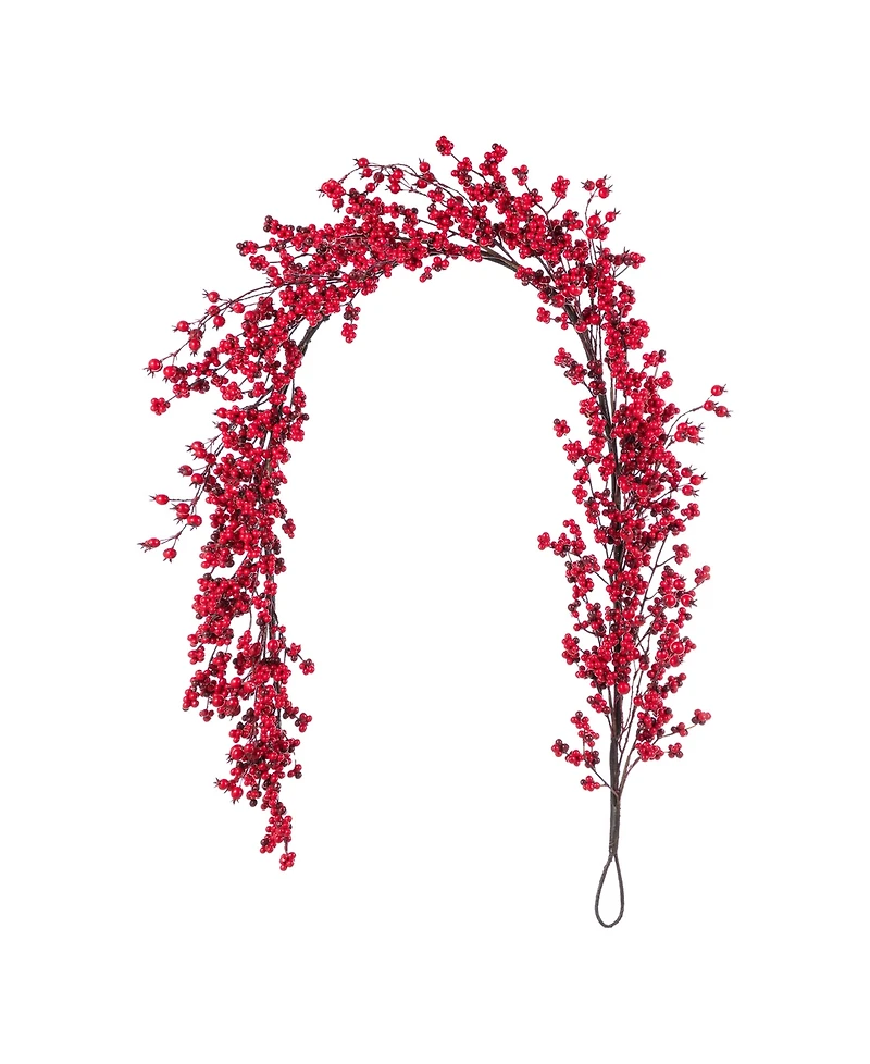 Glitzhome 6 ft Plastic Christmas Berries Garland