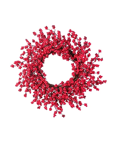 Glitzhome 25" Plastic Christmas Berries Wreath