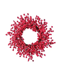 Glitzhome 25" Plastic Christmas Berries Wreath