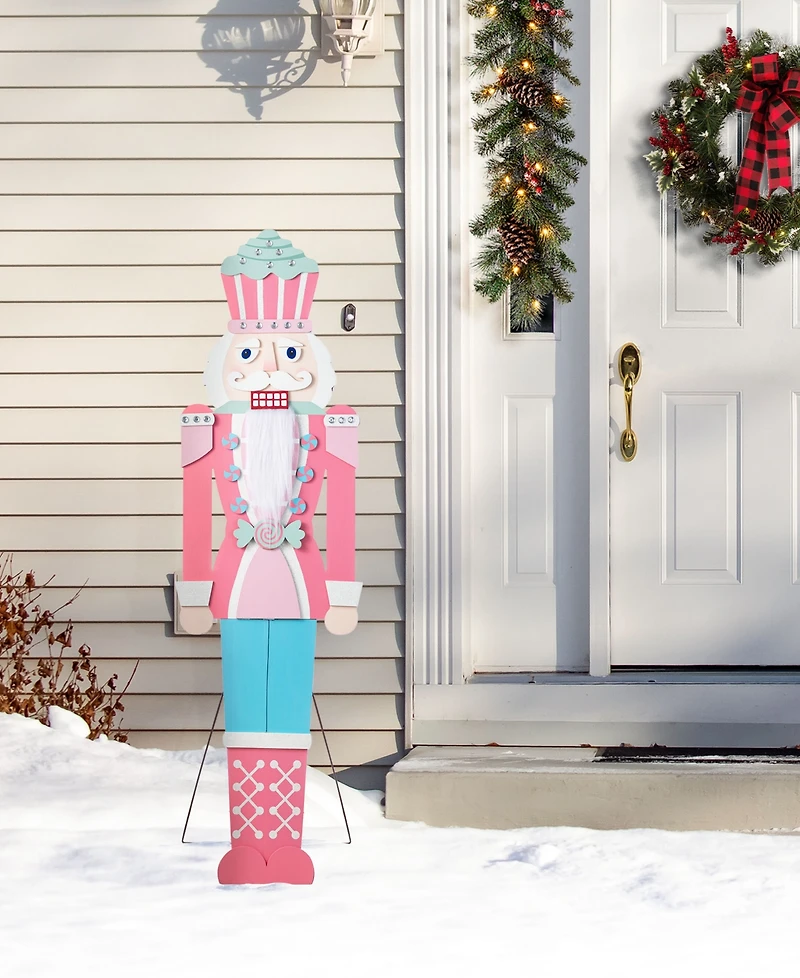Glitzhome 60" Wooden Christmas Nutcracker Porch Decor