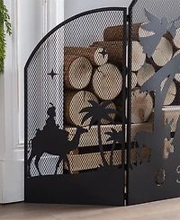 Glitzhome 48" Metal Christmas Mesh Silhouette Nativity Scene Screen