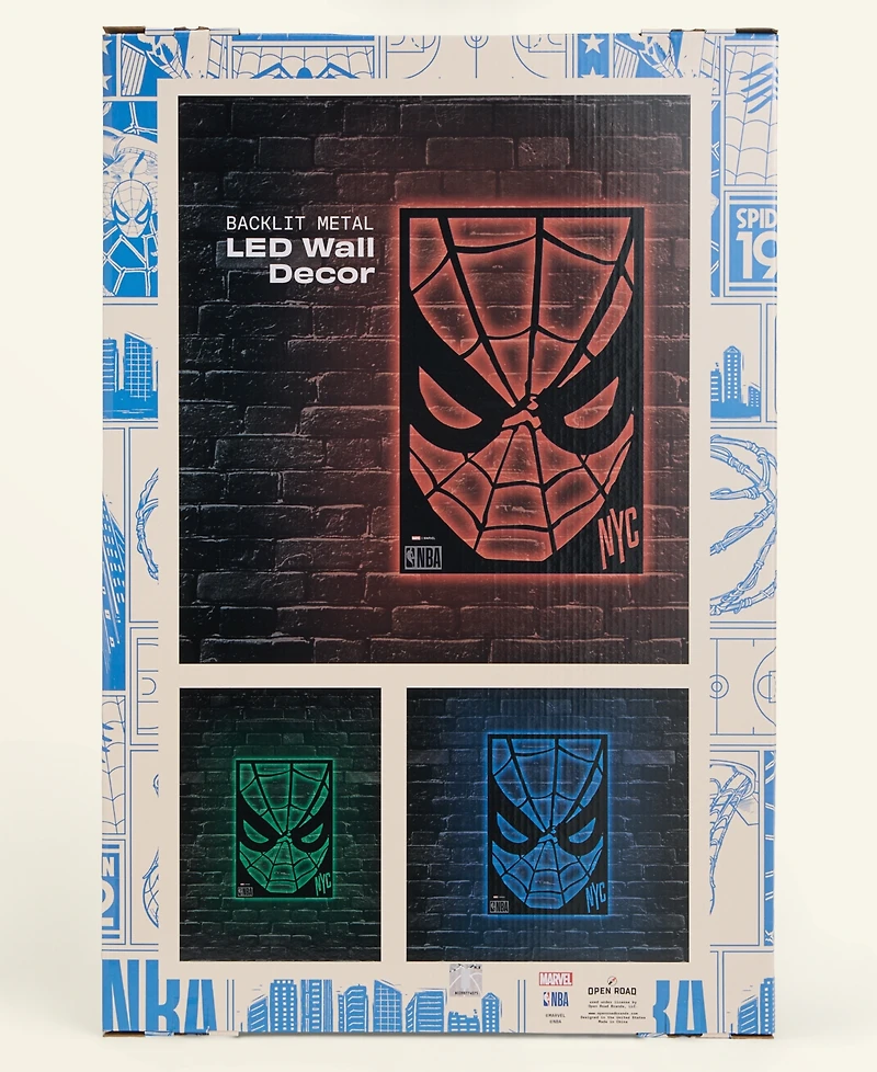 Macy's Marvel X Nba Mounted Color-Changing Led Light Laser-Cut Spider-Man Wall Sign, Macy's Exclusive