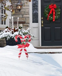 Glitzhome 30" Metal Christmas Candy Cane Yard Stake