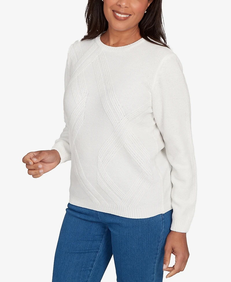 Alfred Dunner Petite Chenille Pullover Sweater