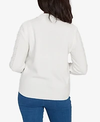 Alfred Dunner Petite Front Zip Chenille Cardigan