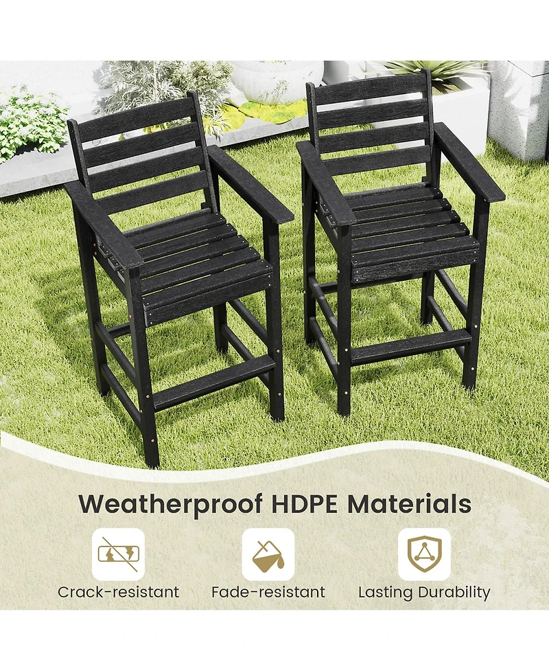 Gymax Patio Bar Stools Set of 4 Tall Adirondack Chair w/ Backrest Armrests & Footrests