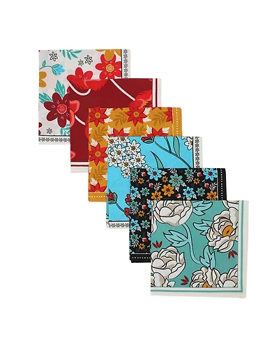 Floral Pattern 22" x 22" 6-Pack Bandana Set