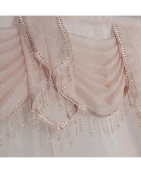 Kate Aurora Ultra Glam Beaded Sparkly Sheer Window a Bag Curtain Set - 58 in. W x 84 L, Rose