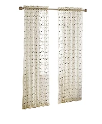 Kate Aurora 1 Piece Shabby Chic Elegant Vintage Rose Embroidered Floral Rod Pocket Sheer Curtain Panel