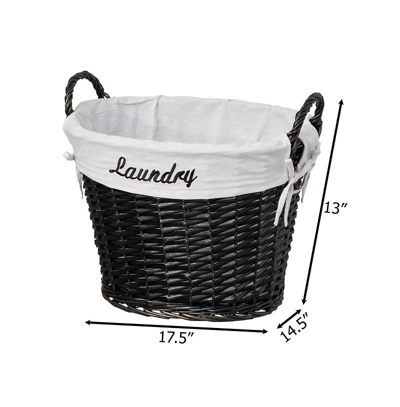Wickerwise Handwoven Laundry Basket with Liner & Handles - Boho Decorative Storage Hamper for Clothes Blankets Pillows and Towels