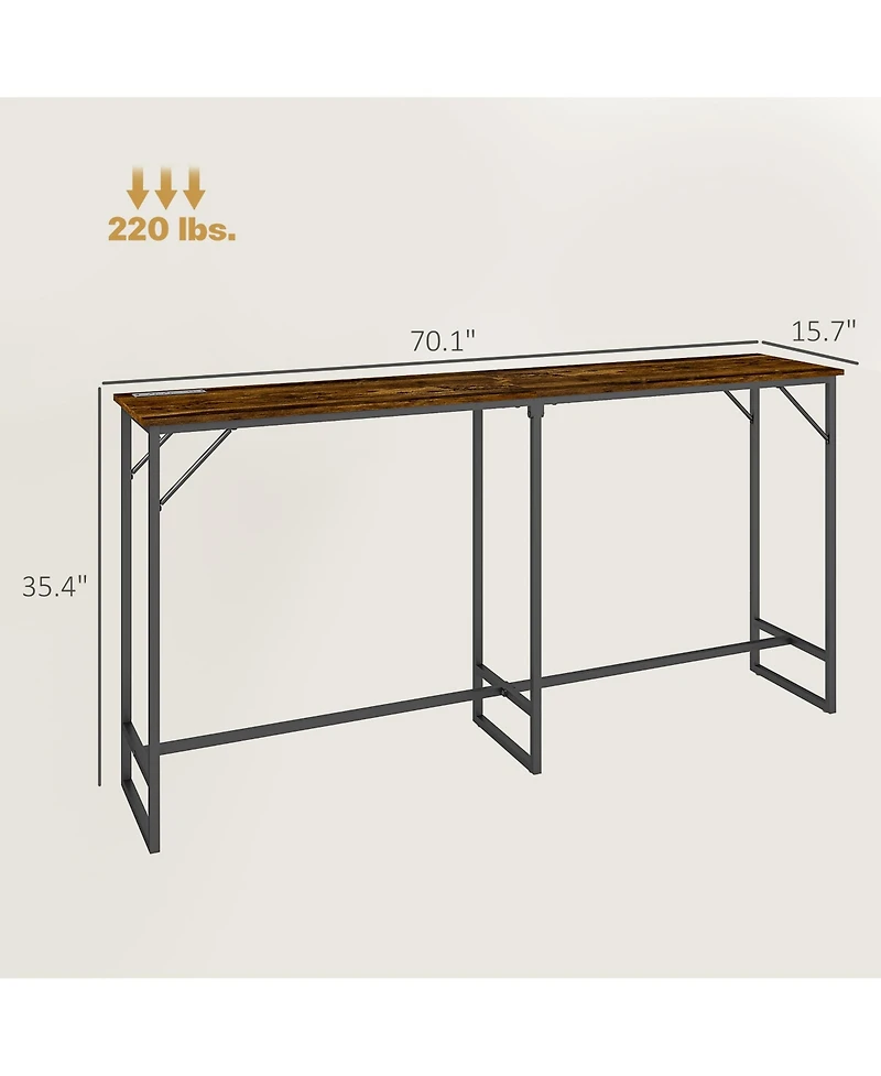 Homcom 70" Bar Table with Charging Station, Bar Height Pub Table,
