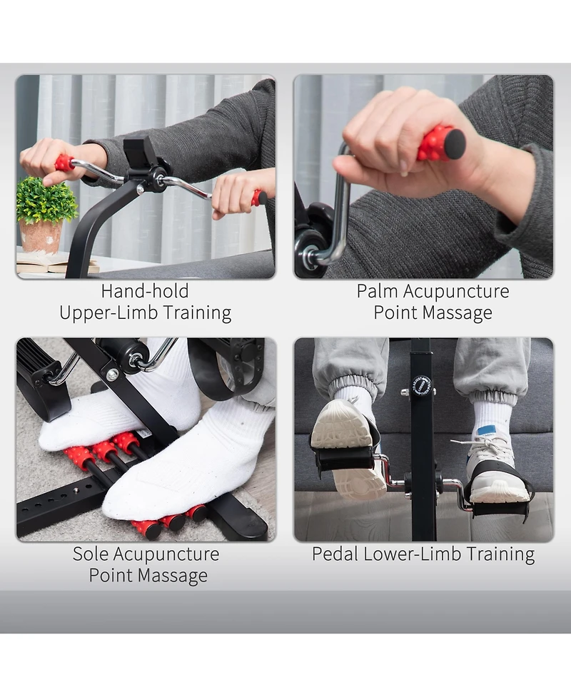 Soozier Pedal Exerciser for Leg/Arm with Lcd Display & Foot Massage Roller